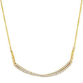 14K yellow gold diamond bar necklace on white background