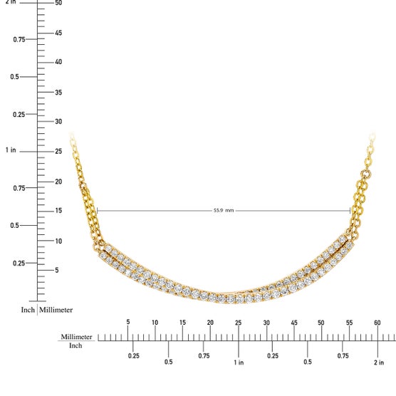 Diamond bar necklace measurement diagram
