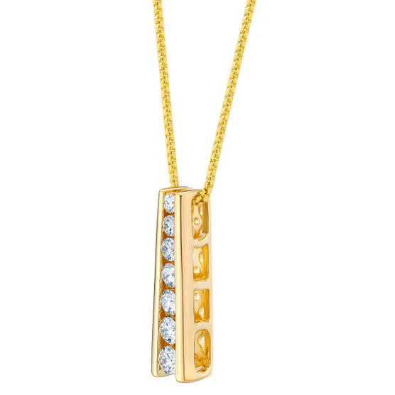 14kt Yellow Gold Seven-Diamond Pendant Necklace, 0.50 ctw