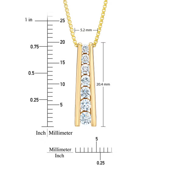 14kt Yellow Gold Seven-Diamond Pendant Necklace, 0.50 ctw
