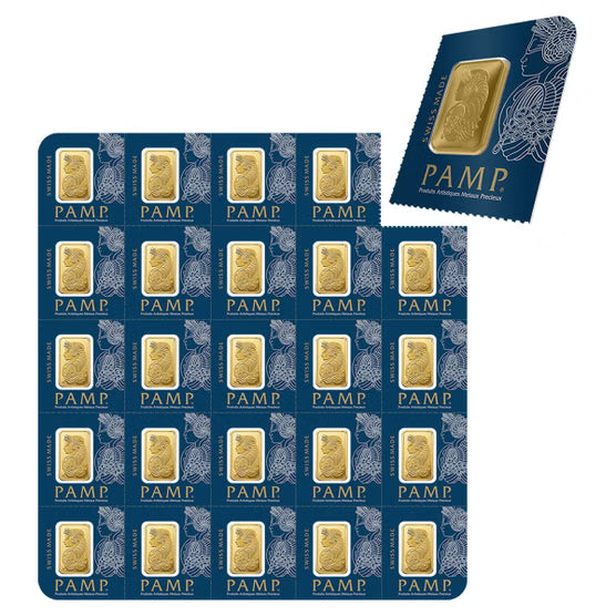 PAMP Suisse Fortuna 25 × 1 g Gold Bars – 999.9 Fine Gold