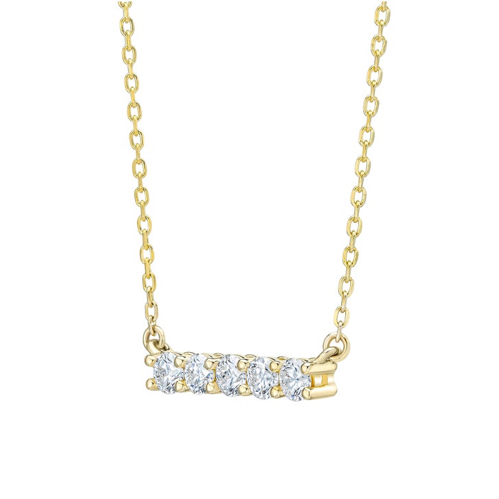 14kt Yellow Gold Five-Stone Diamond Bar Necklace, 0.50 ctw