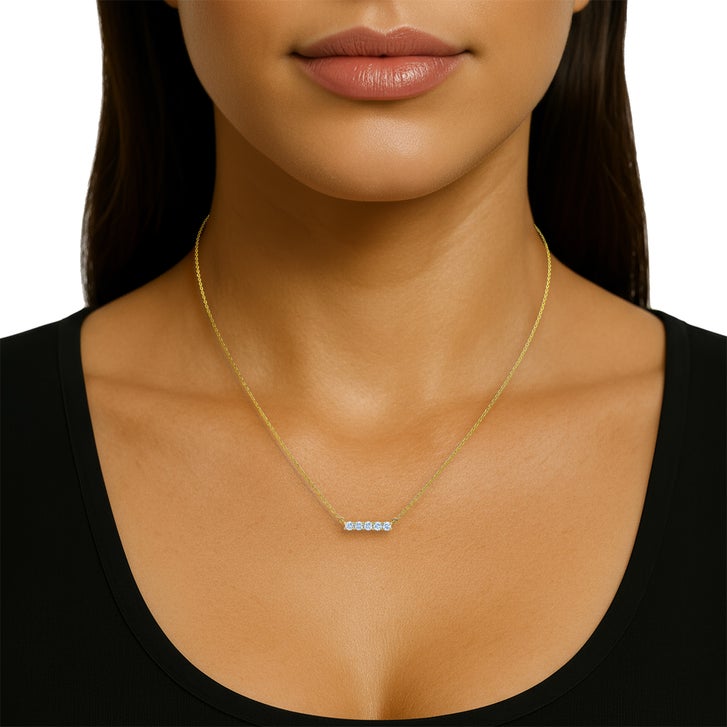 14kt Yellow Gold Five-Stone Diamond Bar Necklace, 0.50 ctw