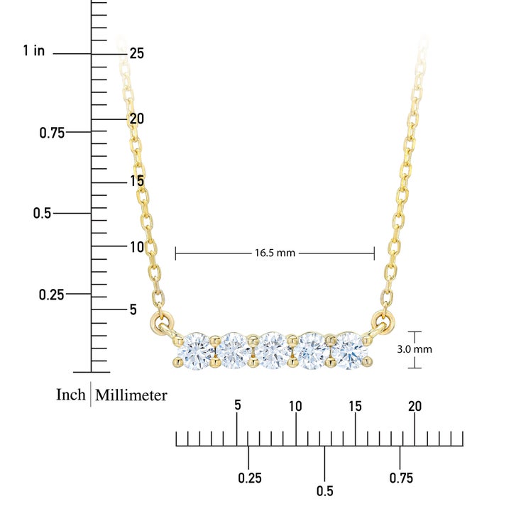 14kt Yellow Gold Five-Stone Diamond Bar Necklace, 0.50 ctw