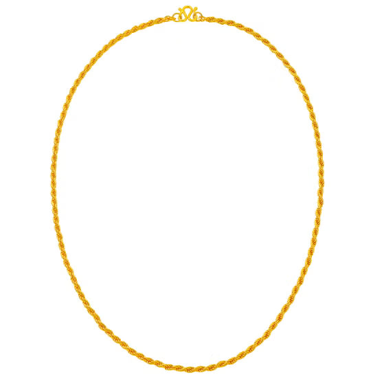 24K Yellow Gold Rope Chain Necklace, 18.5 in., M-Hook