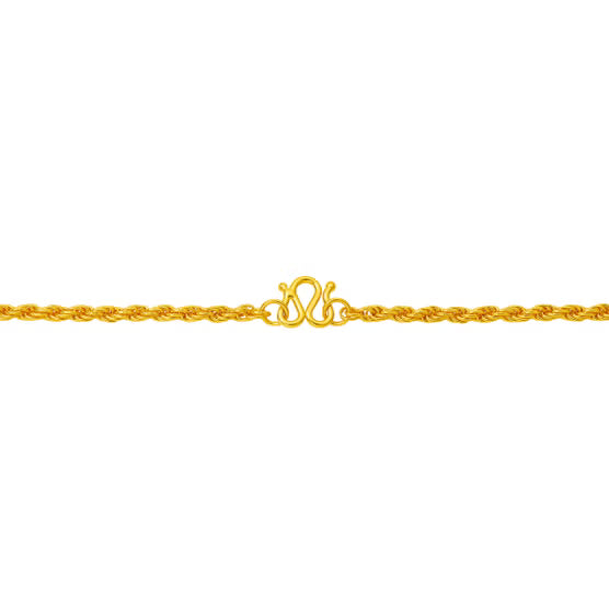 24K Yellow Gold Rope Chain Necklace, 18.5 in., M-Hook