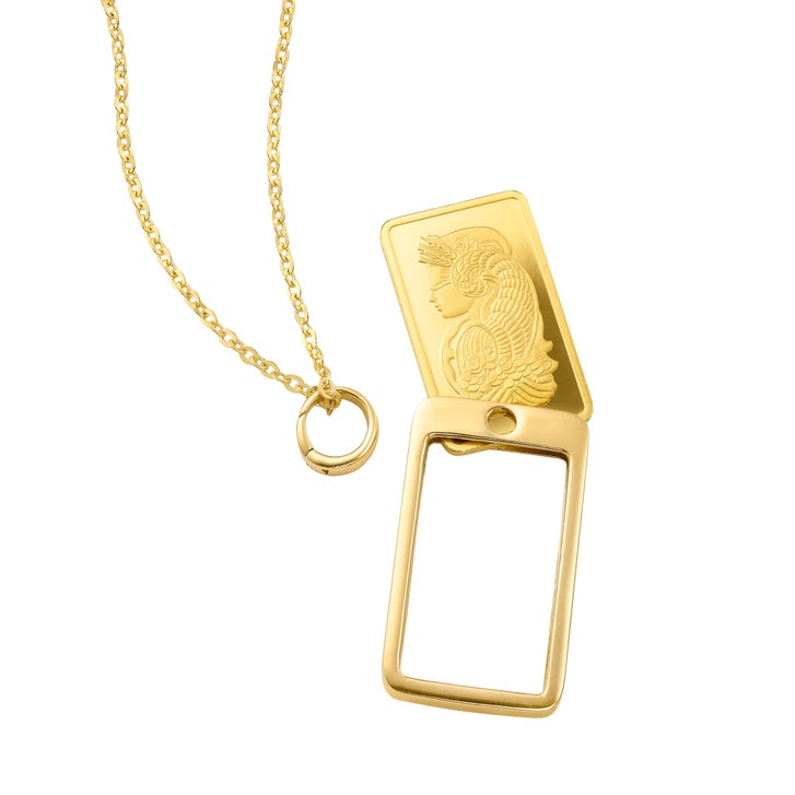 PAMP Suisse Lady Fortuna Gold Bar Pendant Necklace