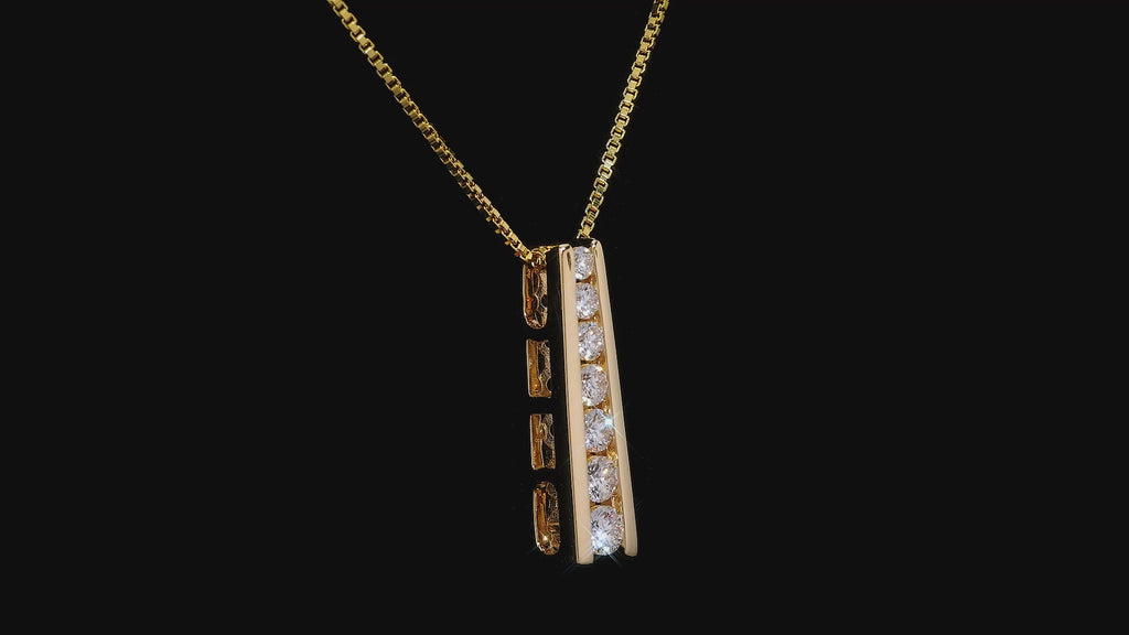 14kt Yellow Gold Seven-Diamond Pendant Necklace, 0.50 ctw