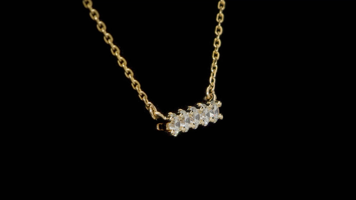 14kt Yellow Gold Five-Stone Diamond Bar Necklace, 0.50 ctw