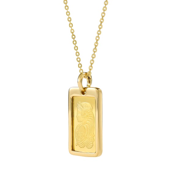 PAMP Suisse Lady Fortuna Gold Bar Pendant Necklace
